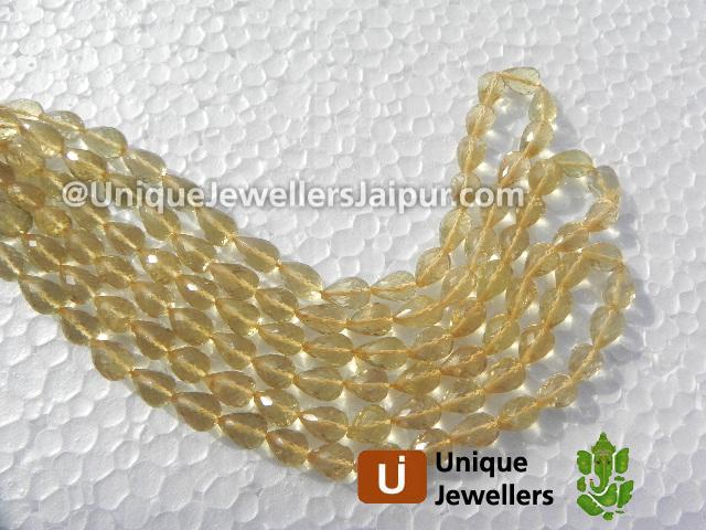 Honey Quartz Straight Drill Faceted Drop Beads